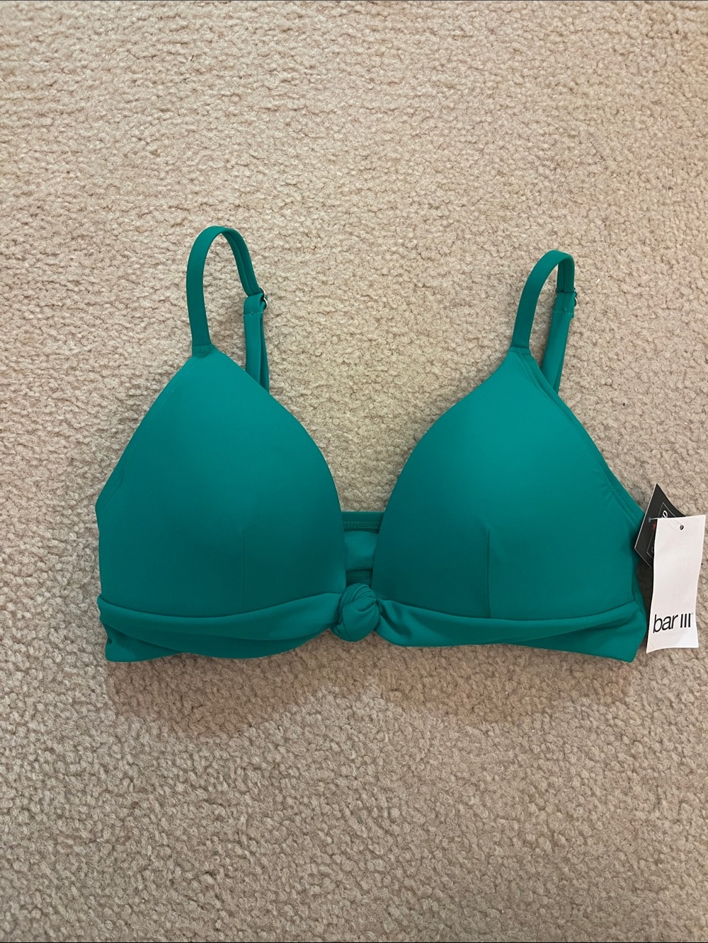 Bar III Teal Knot-Front Bikini Top